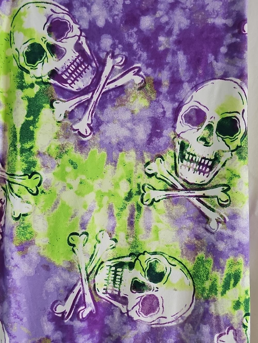 Lularoe Skull Print Leggings in Purple and Lime